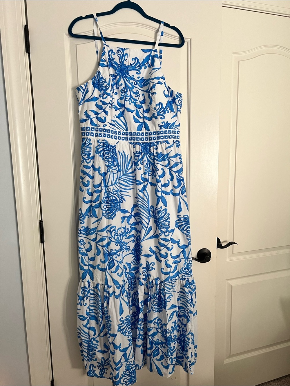 NWT 16 Lilly Pulitzer Charlese Cotton Halter Maxi in the Resort White Print.